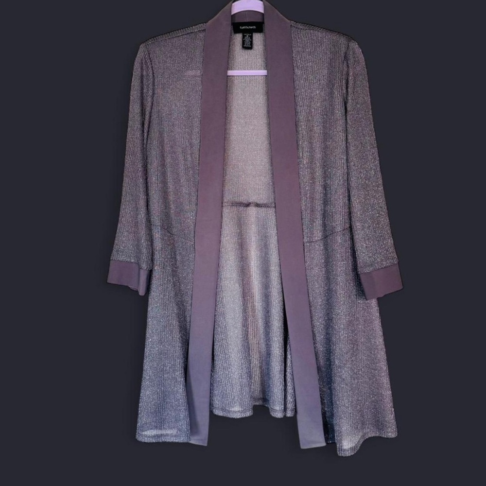 Elegant Sheer Purple Glitter Cardigan